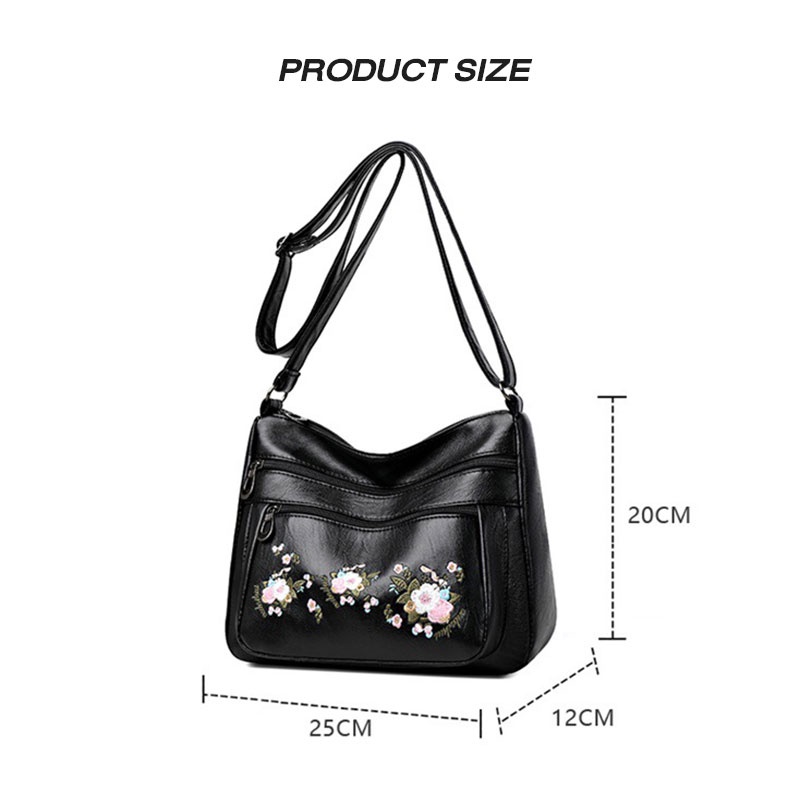 MISCHA Túi Xách Da Mềm Cỡ Lớn Nhiều Ngăn Thêu Họa Tiết Thời Trang Cho Nữ