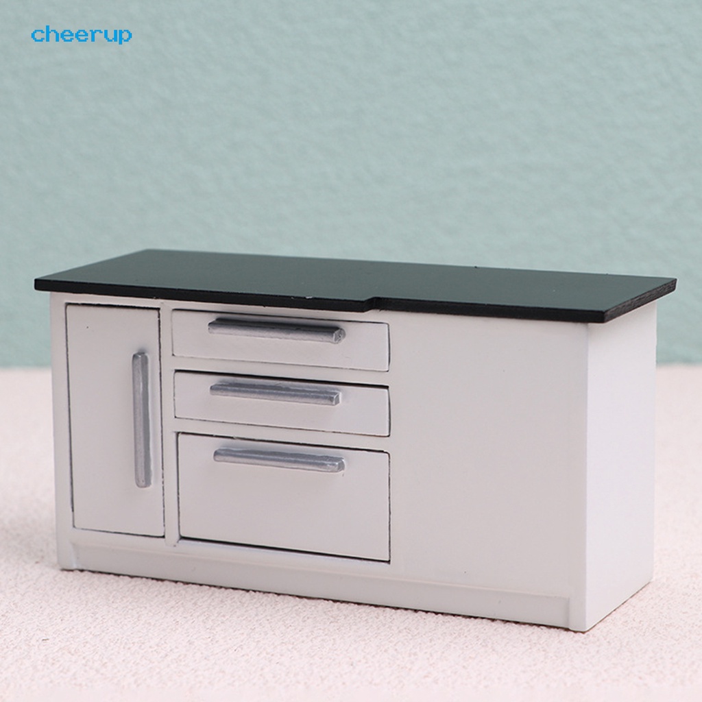 Mô Hình Tủ Bếp Mini Bằng Gỗ Tỉ Lệ 1: 12 Trang Trí Nhà Búp Bê