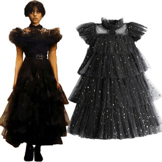 Đầm dự tiệc màu đen đính sequin hình ngôi sao lấp lánh xinh xắn cho bé gái