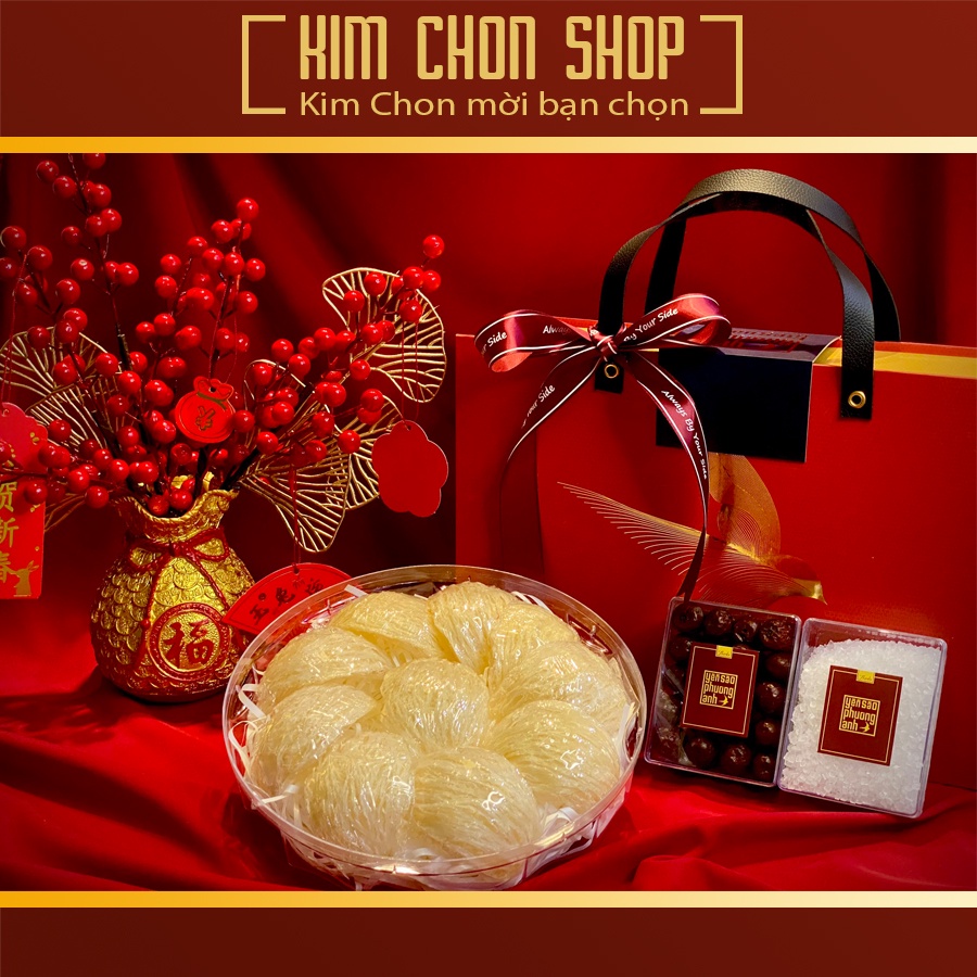 Hộp Quà Tặng Yến Rút Lông Nguyên Tổ 50gr-100gr + Tặng đường, táo - Kim Chon Shop