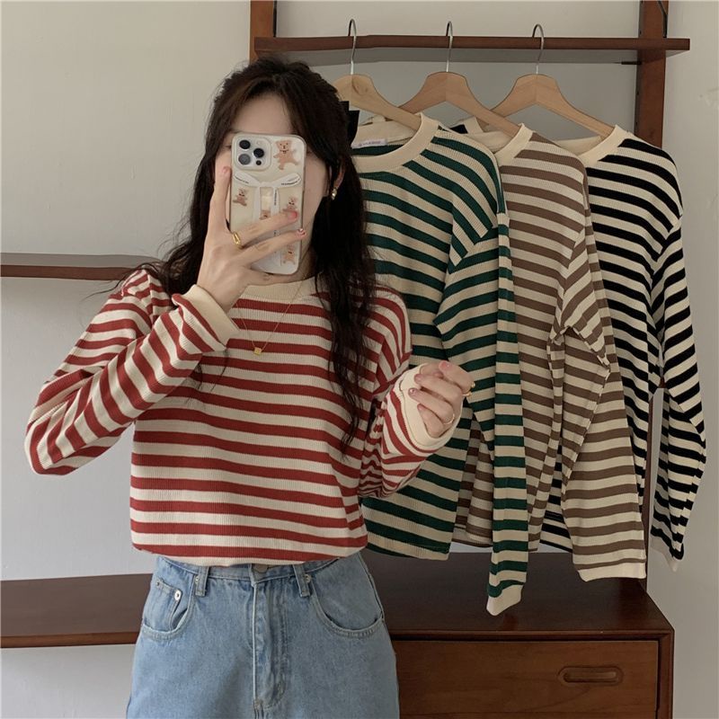 COZOK Áo Thun Nữ Dài Tay Cổ Tròn Thời Trang Hàn