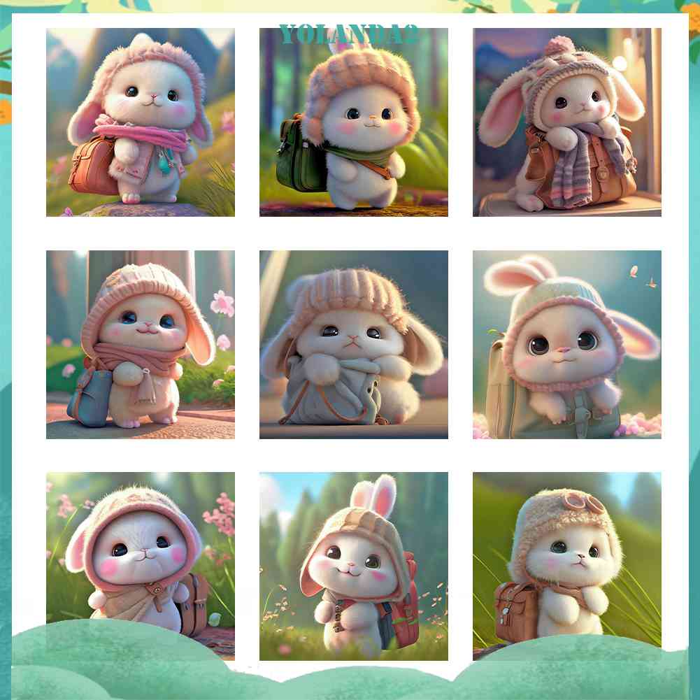 Bộ Tranh Đính Đá 5D Tự Làm Toàn Diện Hình Thỏ Trang Trí Nhà Cửa