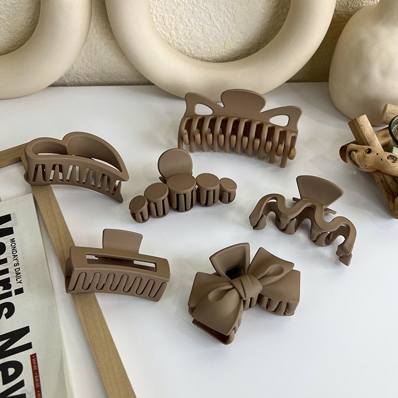 Kẹp Tóc Cà Phê Màu Cà Phê Sữa Nhám Kích Thước Lớn Thời Trang Thanh Lịch Cho Nữ