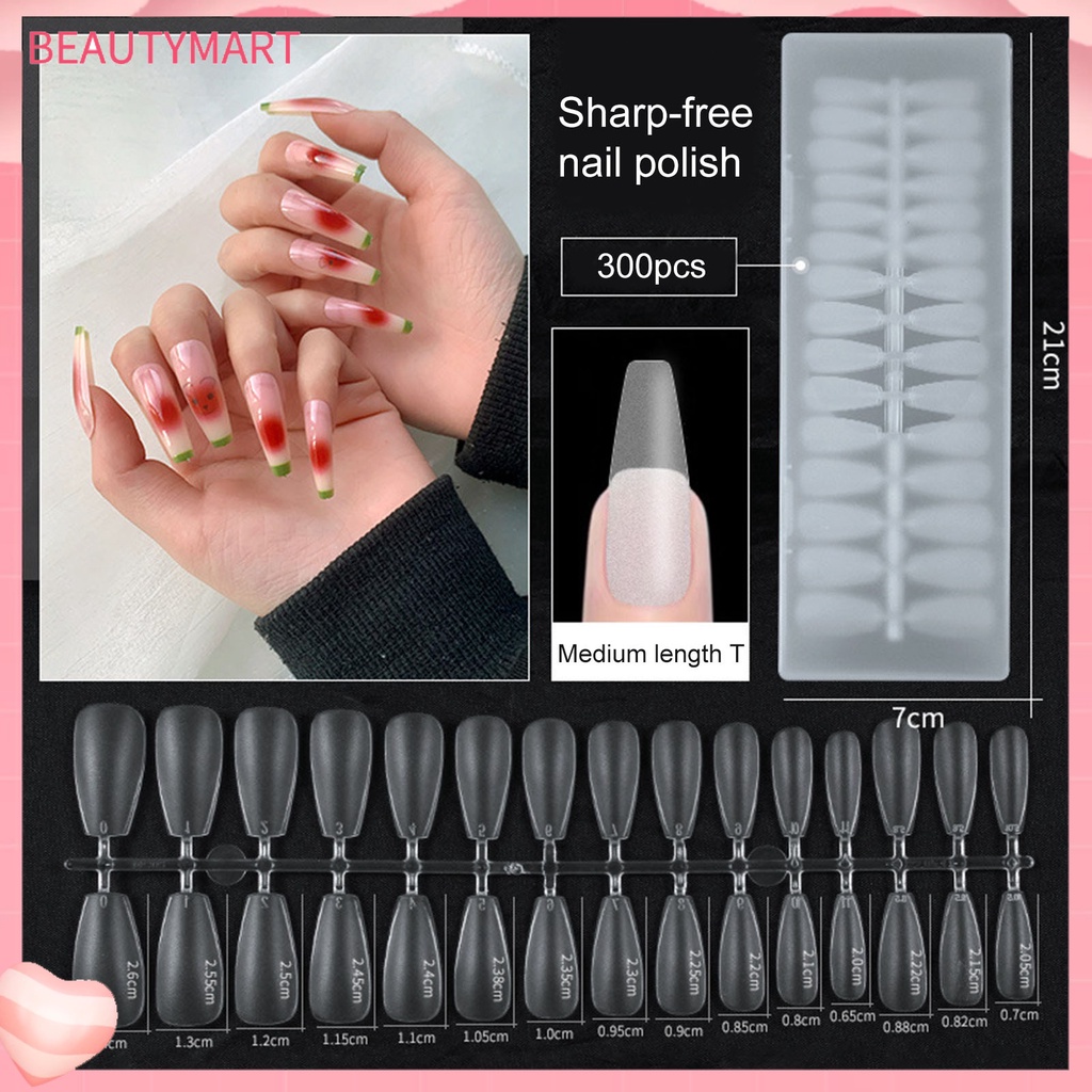 Bộ 300 Móng Tay Giả Ngắn 1mm Siêu Mỏng Không Để Lại Dấu Vết