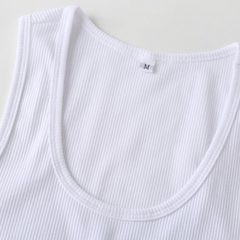 Áo Croptop Dệt Kim Sát Nách Cổ Tròn In Chữ Thời Trang Mùa Hè Cho Nữ