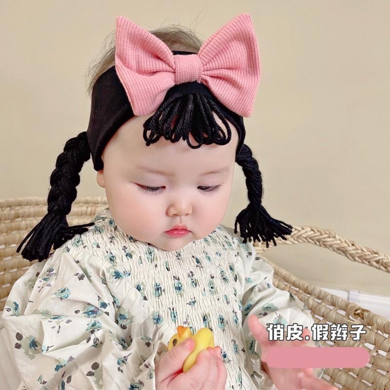 Băng đô tóc giả cotton mềm mịn cho bé gái