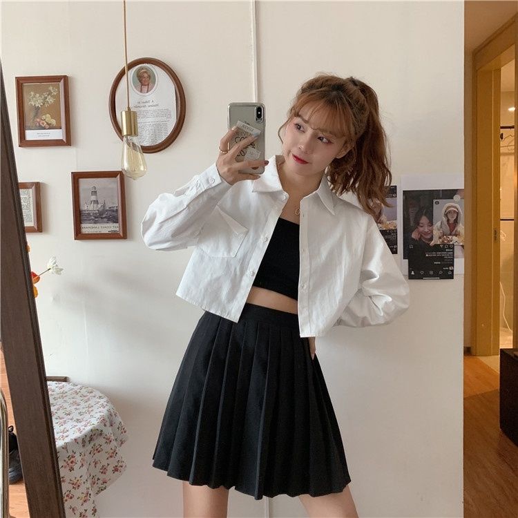 Áo Sơ Mi Tay Dài Màu Trắng Thiết Kế Mới Thời Trang Theo Phong Cách Hàn Quốc Cho Nữ