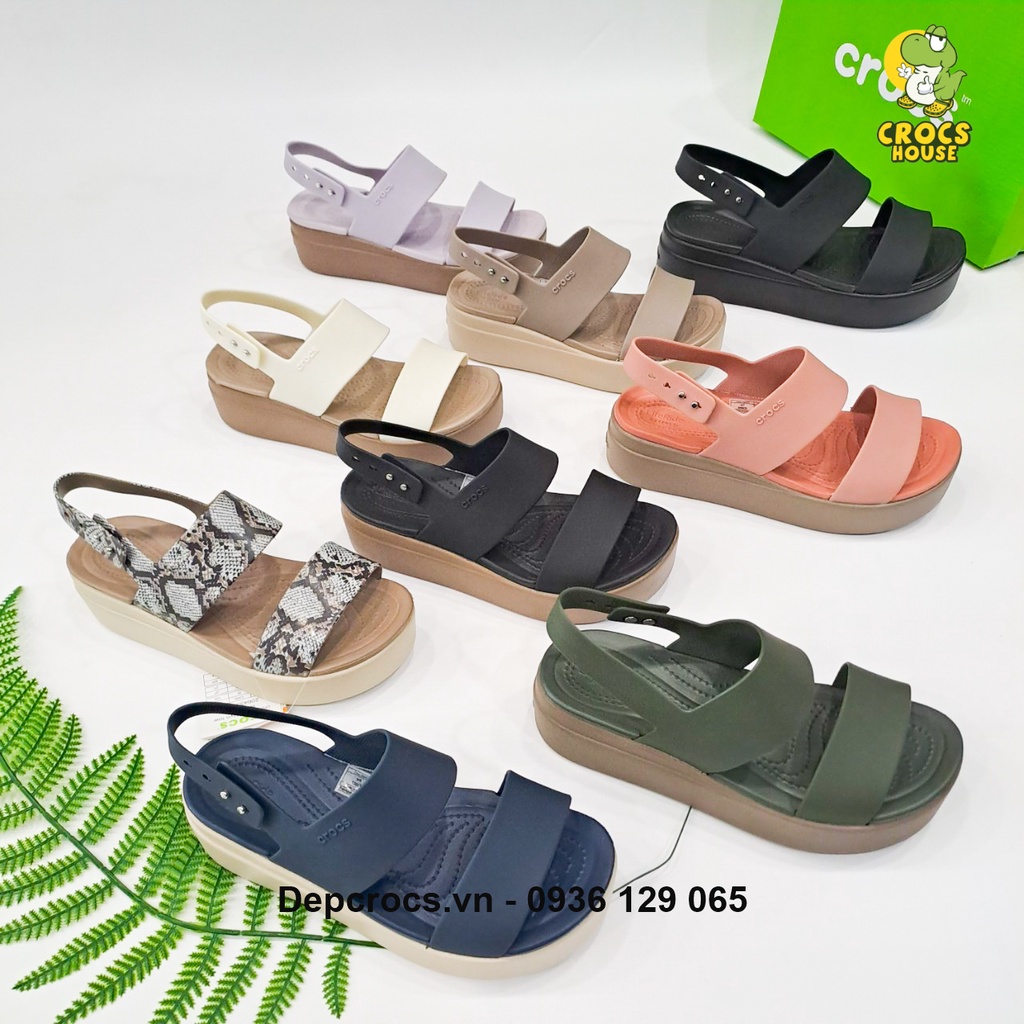Sandal xuồng crocs brooklyn đế bánh mỳ cao 5 phân chất lượng, sandal xuồng nữ siêu êm - crocs house