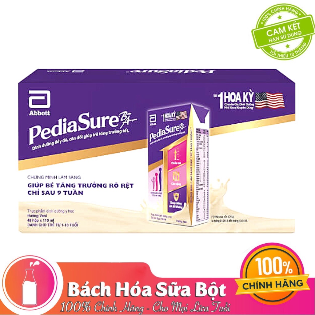 Sữa Nước Abbott Pediasure Hương Vani 110ml (1 Thùng / 12 Lốc/ 48 Hộp)