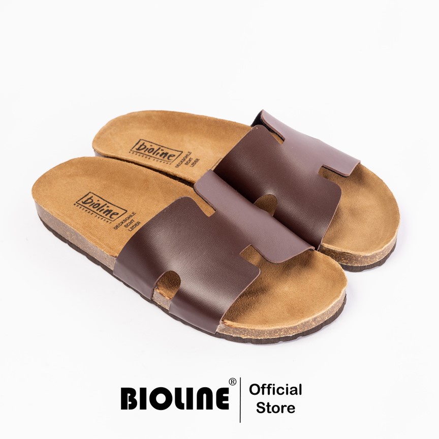 Mã PU04 - Dép công sở Birken Đế Trấu BIOLINE Official Unisex Nam nữ Quai Chữ H Da Pu Cao Cấp