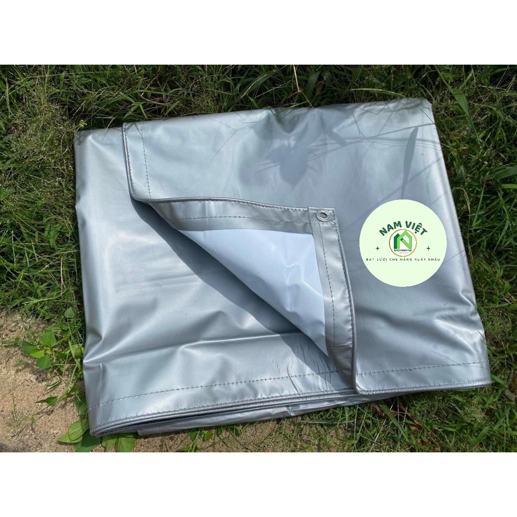 BẠT CHE THÙNG XE TẢI | Bạt da PVC | Hàng xuất khẩu - May viền + đóng khoen cách 1 mét 1 khoen