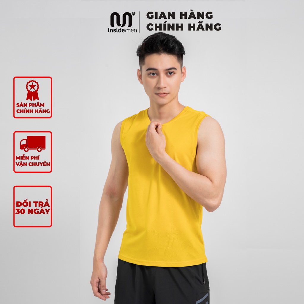 Áo ba lỗ nam INSIDEMEN tập gym thể thao tanktop chất co giãn thoáng khí siêu mát thấm hút mồ hôi ITT010S1