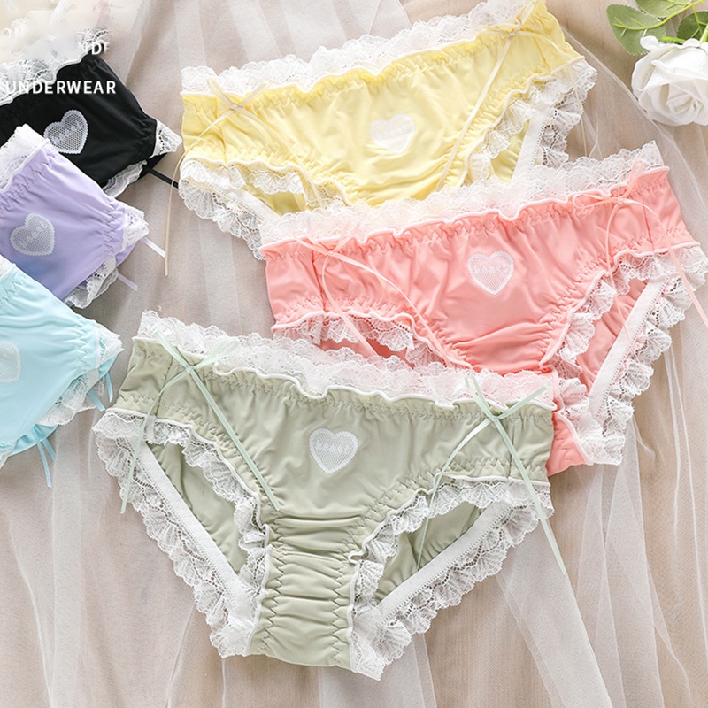 Quần Lót Cotton Phối Ren Phong Cách Lolita Dễ Thương Cho Nữ