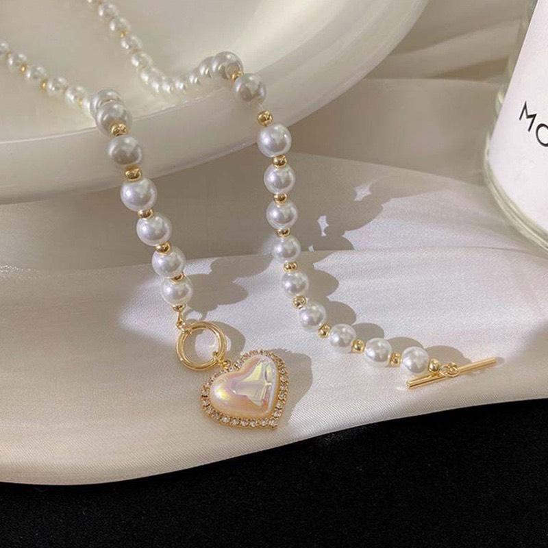 YM Concept Vòng Cổ Ngọc Trai Nhân Tạo Mặt Hình Trái Tim - PK0053