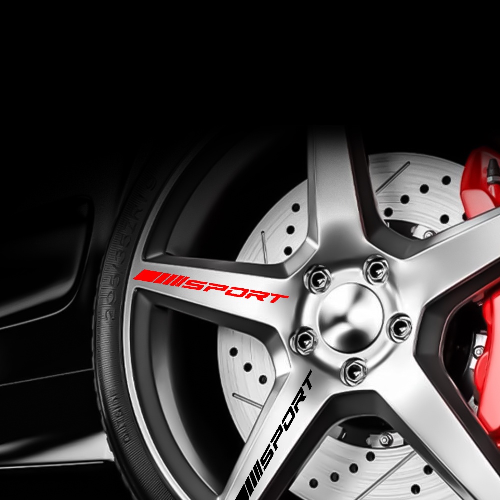 Bộ 4 Miếng Dán Trang Trí Bánh Xe Hơi Thể Thao Bằng Vinyl Tự Dính DIY