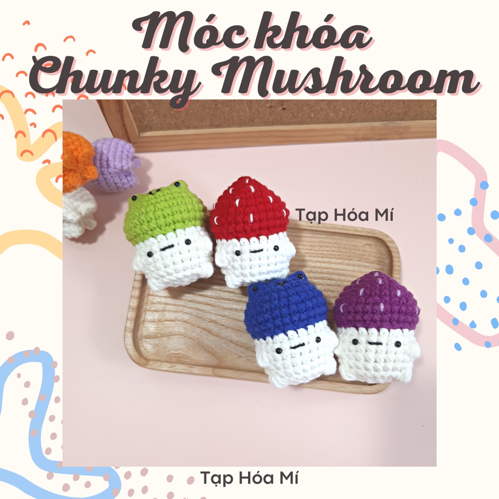 MÓC KHÓA CHUNKY MUSHROOM - CẶP ĐÔI NẤM ẾCH BÉO LÙN LEN HANDMADE