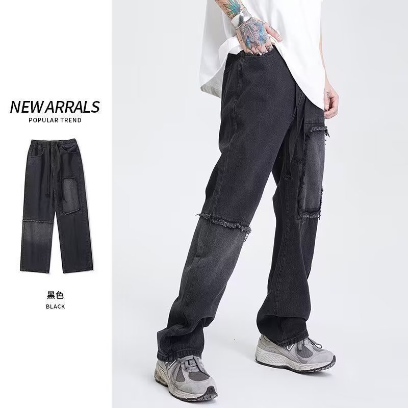 Quần Jeans Dài Lưng Cao Ống Rộng Phong Cách Thời Trang Xuân Hè Mới Cho Nam Giới