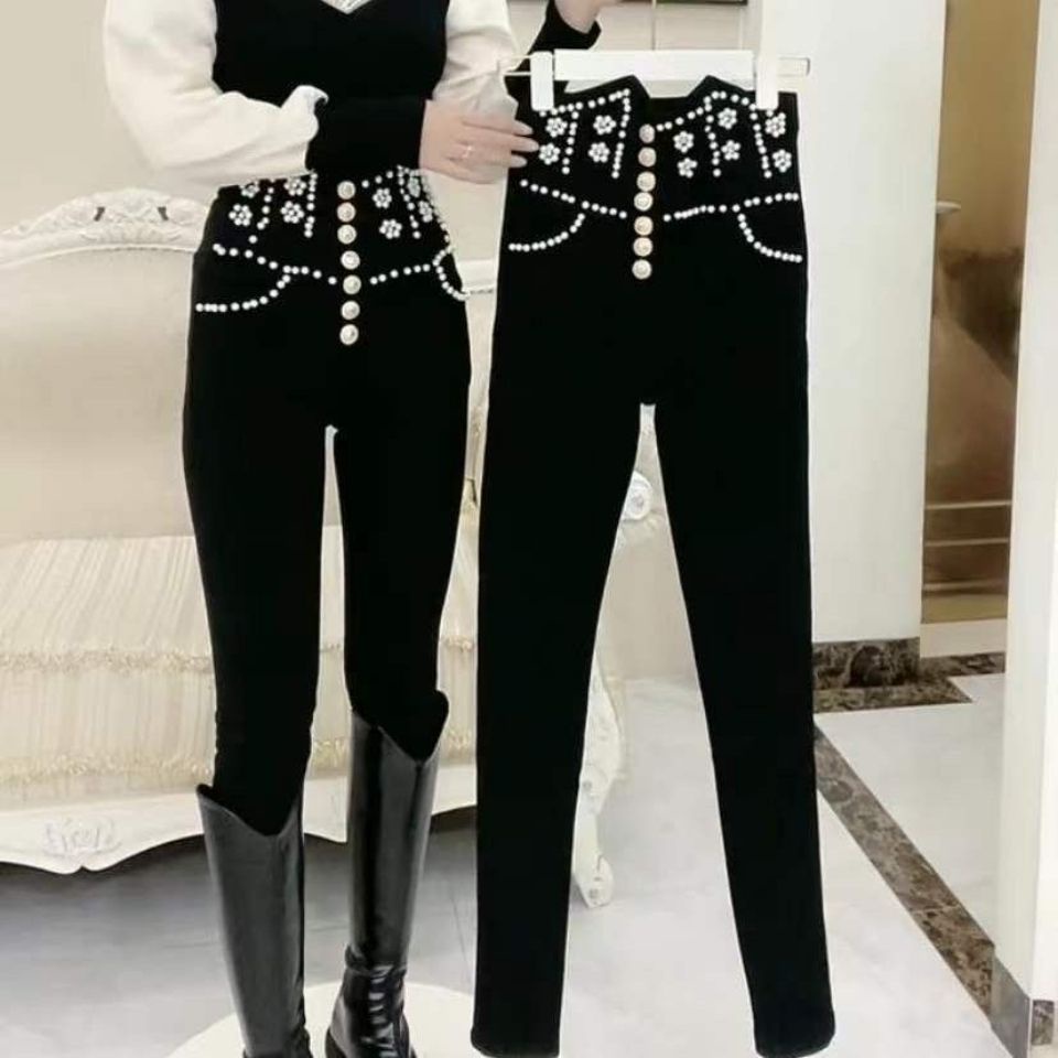 Quần Legging Lưng Cao Đính Hạt Cườm Ôm Dáng Thời Trang Mùa Xuân 2023