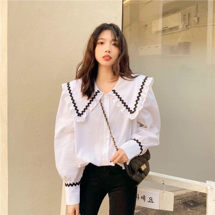 Áo Sơ Mi Trắng Tay Dài Cổ Búp Bê Phong Cách Phương Tây Thời Trang Mùa Xuân Mới 2023 Cho Nữ