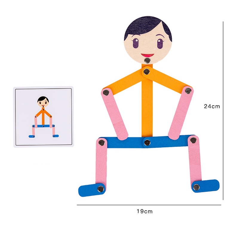 Đồ Chơi Người Đàn Ông Bằng Gỗ Có Thể Di Chuyển Theo Phương Pháp Montessori Giúp Bé Học Hỏi