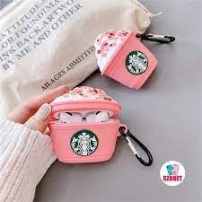 ☘️Tặng kèm móc☘️ Case bao airpod silicon 1 2 Pro 3 Starbucks PINK Coffee - Vỏ bọc đựng tai nghe không dây i12...AirPods