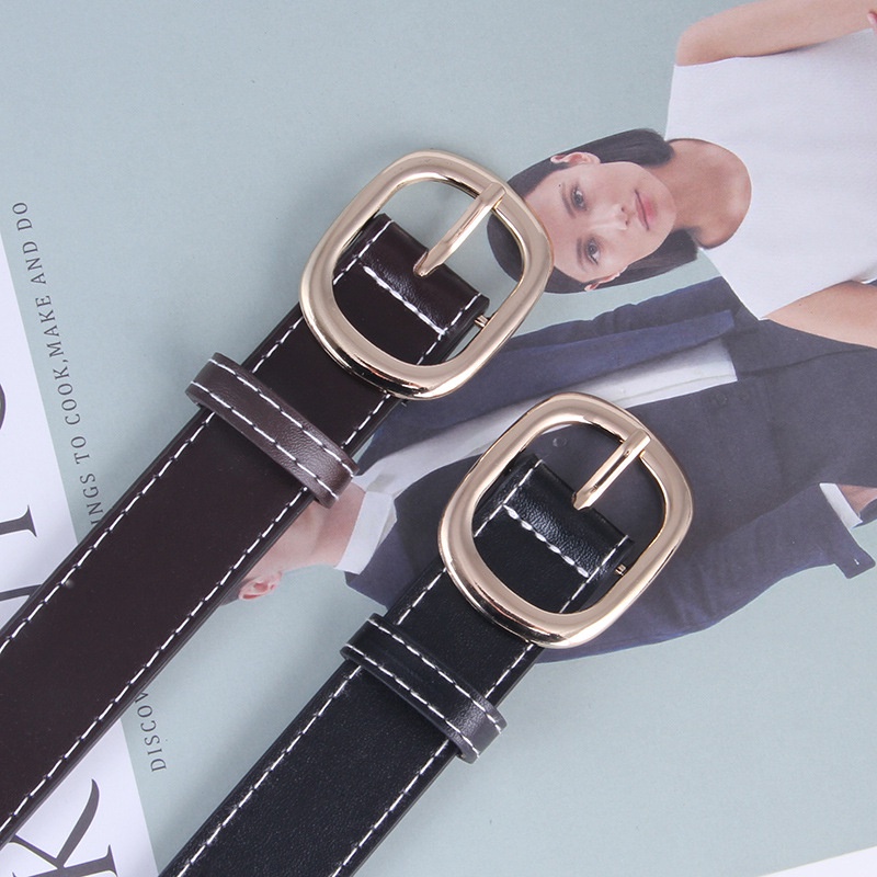 Thắt Lưng Màu Đen / Cà Phê Thiết Kế Đơn Giản Dễ Phối Đồ Thời Trang Mùa Hè Cho Nam Và Nữ