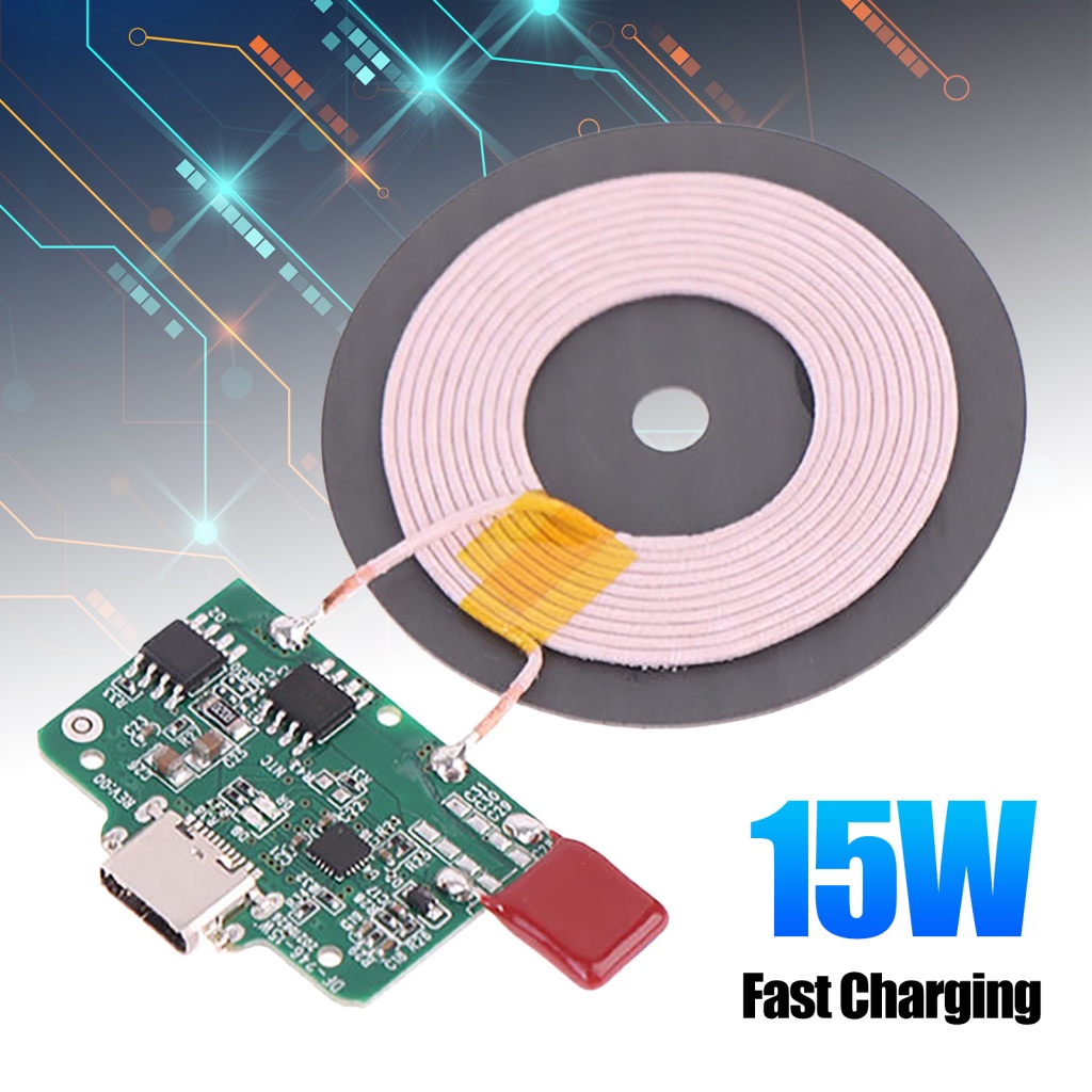 Bảng Mạch Sạc Nhanh Không Dây Qi Cổng Type-C 15W Cho Điện Thoại Di Động