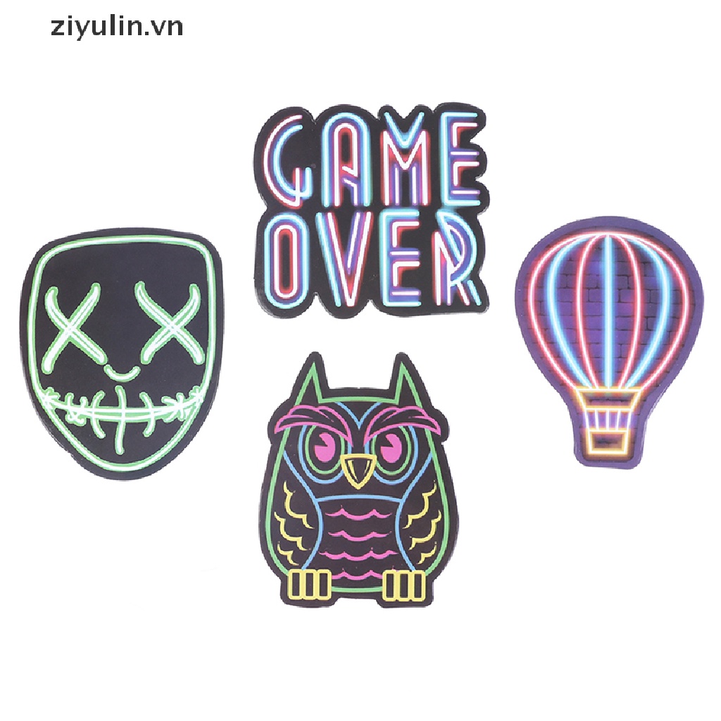 Bộ 50 Miếng Dán Họa Tiết Graffiti Màu Neon Trang Trí Vali / Xe Hơi / Xe Máy DIY