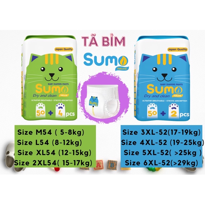 Tã quần SUMO M54/L54/XL54/XXL54/XXXL52/4XL52/5XL52/6XL52