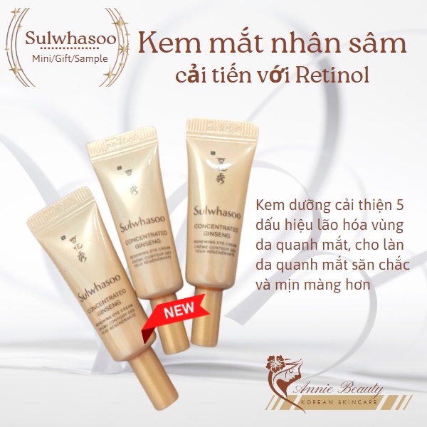 Kem mắt nhân sâm Sulwhasoo cải thiện nếp nhăn, tăng đàn hồi gấp 3 lần cho da CONCENTRATED GINSENG RENEWING EYE CREAM