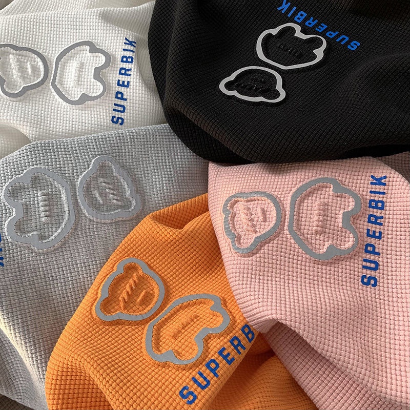 Áo Thun nữ tay ngắn áo phông nữ đẹp form rộng tay lỡ unisex Waffle Dáng Rộng Tay Ngắn In Hình Gấu Ba Chiều Màu Hồng Dễ Phối Đồ Thời Trang Cho Nữ