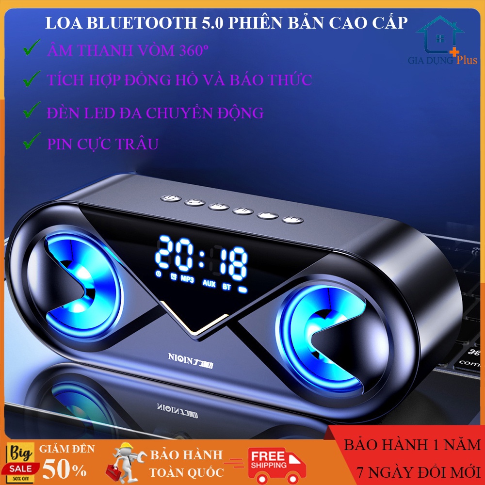 Loa không dây nghe nhạc âm thanh hifi kết hợp đồng hồ và đèn led nháy theo nhac, loa bluetooth không dây bass cực mạnh.