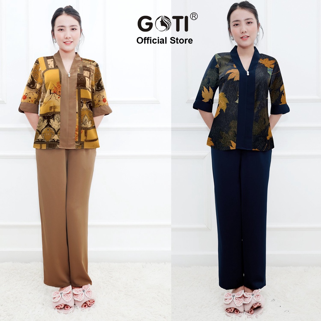 Đồ Bộ Trung Niên GOTI Mặc Lễ Tết Sang Trọng Chất Gấm Cao Cấp Cổ Chui Tay Lững Có Túi Pijama Lụa Cho Mẹ 3359 3360