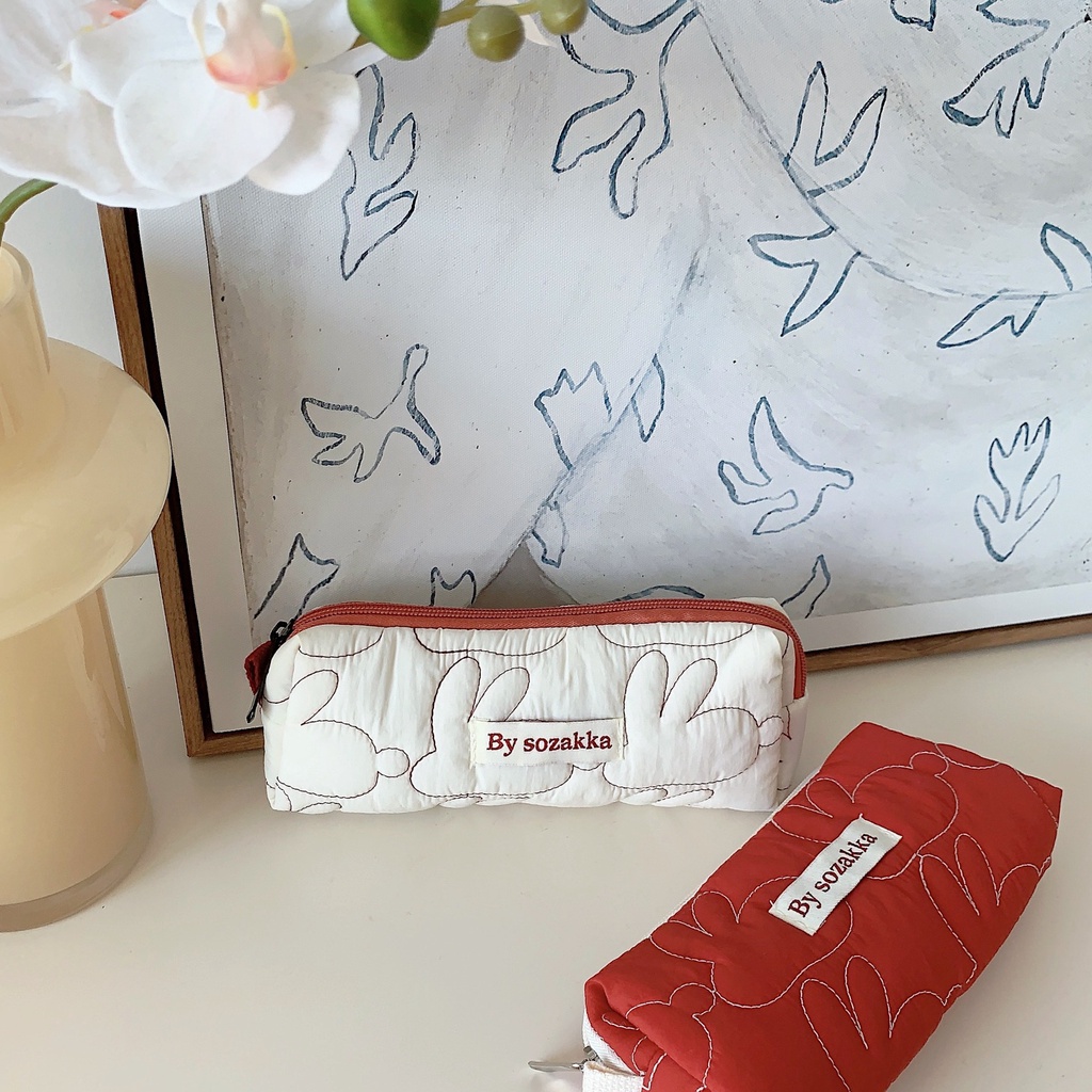 Túi Đựng Bút Chìa Khóa / Điện Thoại Di Động Hình Thỏ Nhồi Bông Chần Bông Cá Nhân Thời Trang Kích Thước Lớn Cho