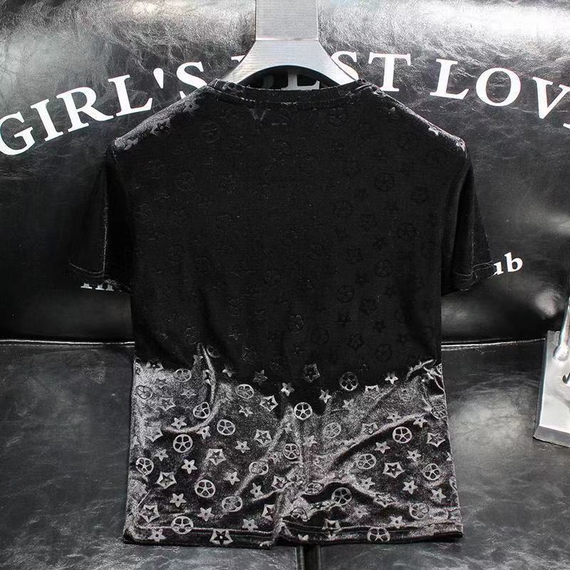 LV Áo Thun Nam Ngắn Tay Ôm Dáng Màu Sắc Đơn Giản Phong Cách Hàn Quốc