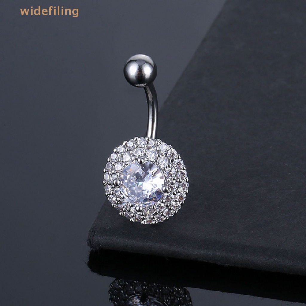 Khuyên Rốn Thép Không Gỉ Đính Đá Zircon Hình Hoa Quyến Rũ