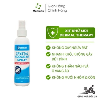 Xịt Khử Mùi Dermal Therapy Crystal Deodorant Spray 120ml - Không Chứa Muối Nhôm & Cồn