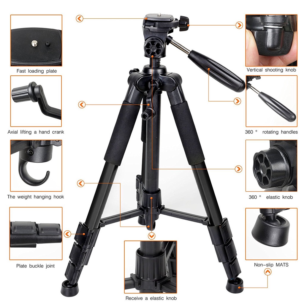 Chân Tripod Vinetteam Zomei Q111 - Thiết Kế Chuyên Nghiệp - Túi Đựng Tiện Lợi Cho Máy Ảnh Kỹ Thuật Số -dc2056