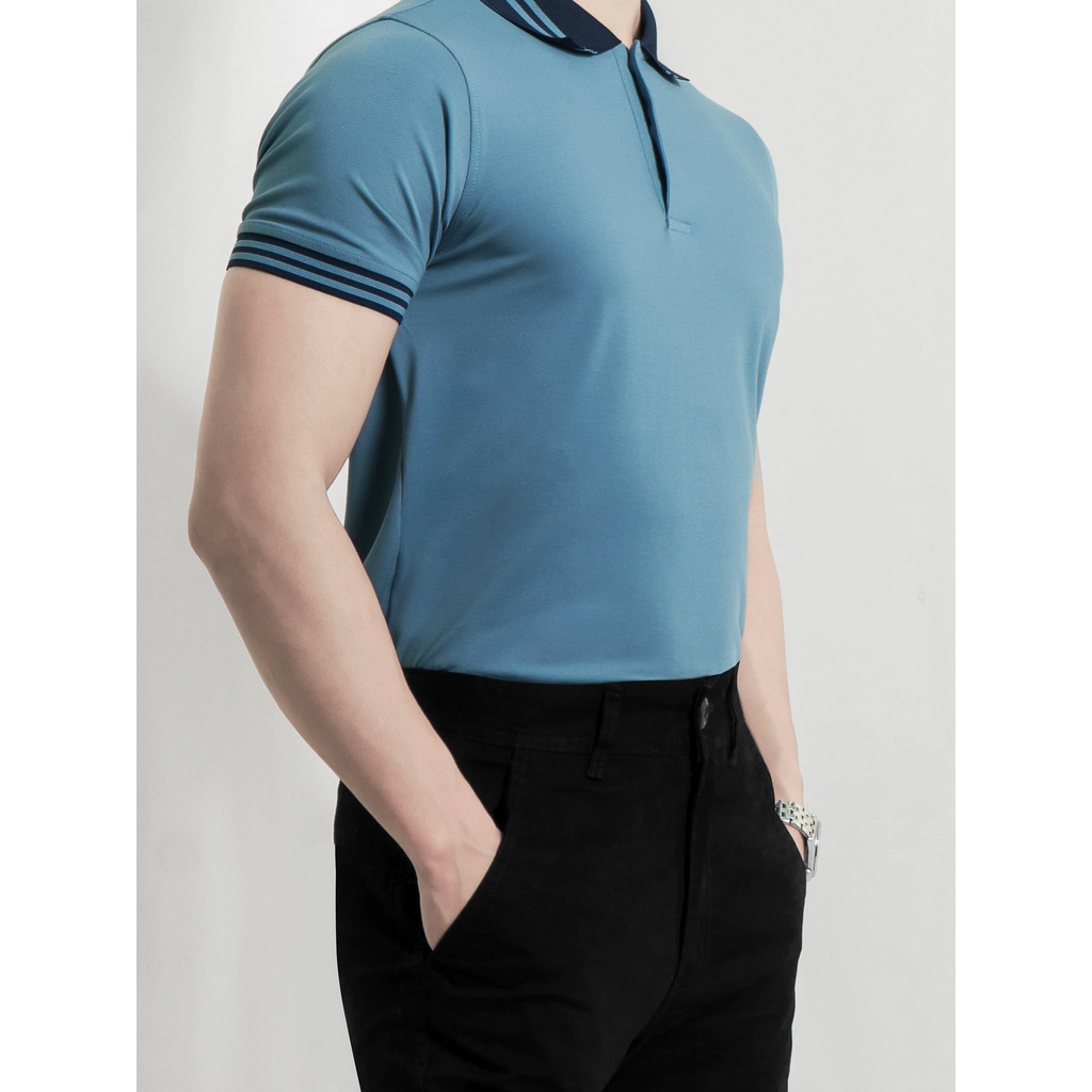 Áo Polo Nam Cộc Tay Ceffylo Phối Cổ Màu Xanh Mint Chất Liệu Cotton Kiểu Dáng Trẻ Trung Thoải mái Form Slimfit