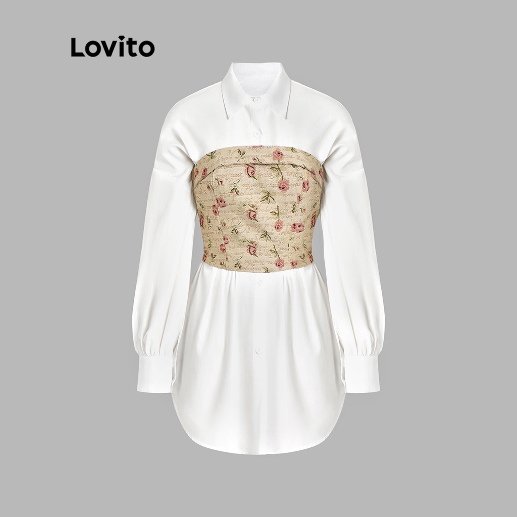 Áo dây Lovito phối dây kéo họa tiết hoa cổ điển cho nữ L45AD031 (màu quả mơ)