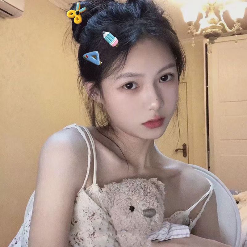 Kẹp Tóc Kiêm Thước Kẻ Họa Tiết Hoạt Hình Phong Cách Hàn Quốc Xinh Xắn Cho Bé