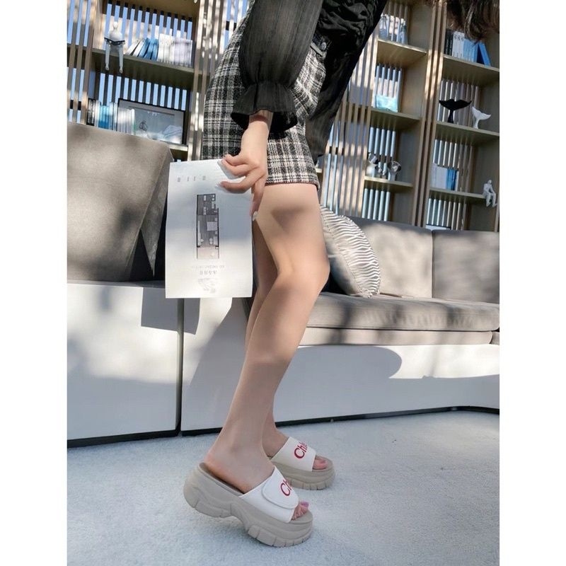 sandal nữ dep quai ngang tăng chiều cao mẫu mới hot hít - dép 1 giây chlee h1