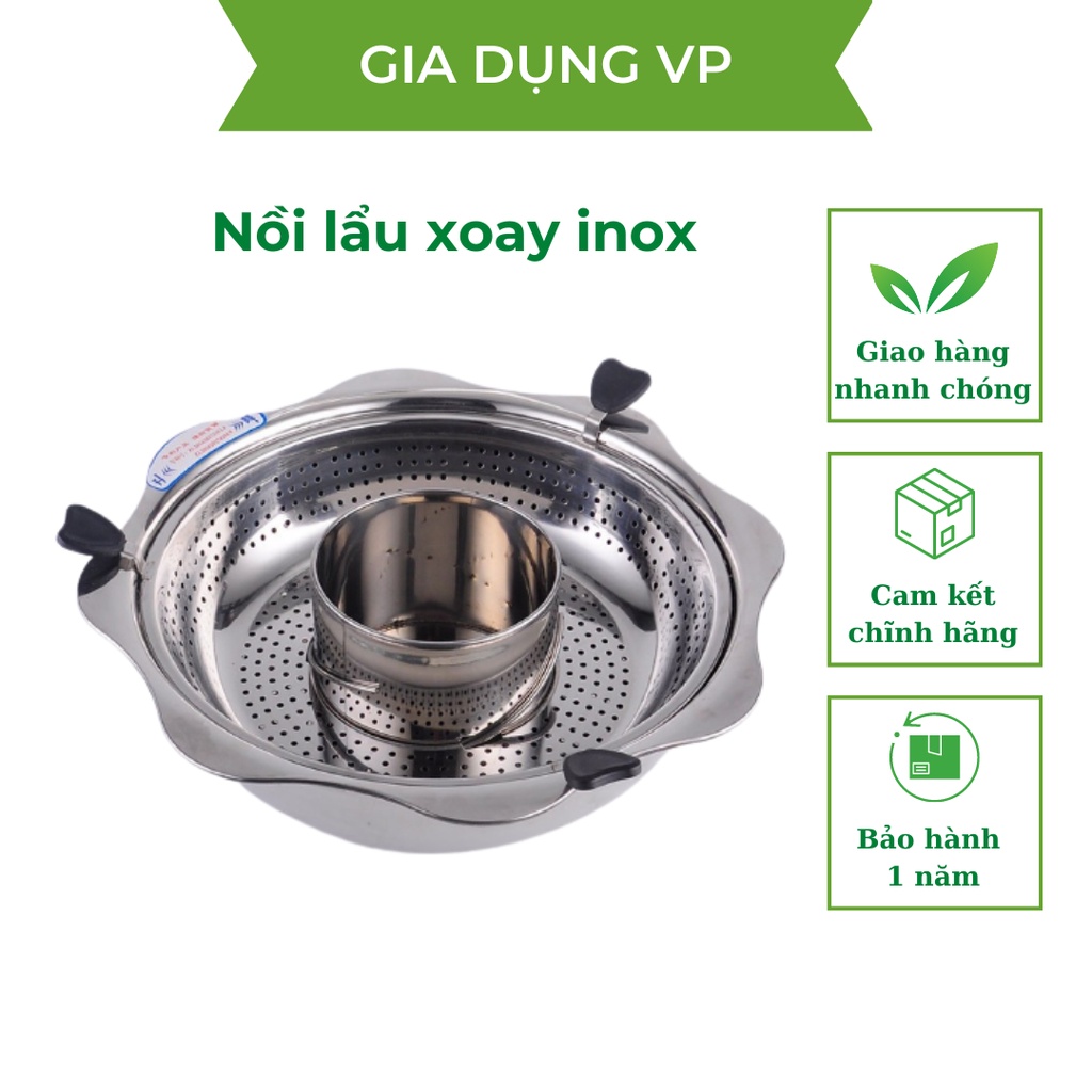 Nồi lẩu xoay inox dung tích 3L dùng cho mọi loại bếp siêu rẻ