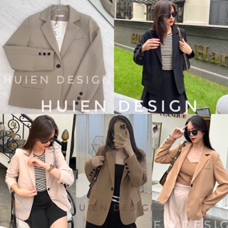 Áo blazer nữ 2 lớp dáng lỡ tay dài Huien Design thời trang công sở trẻ trung, áo vest nữ Hàn Quốc màu sắc