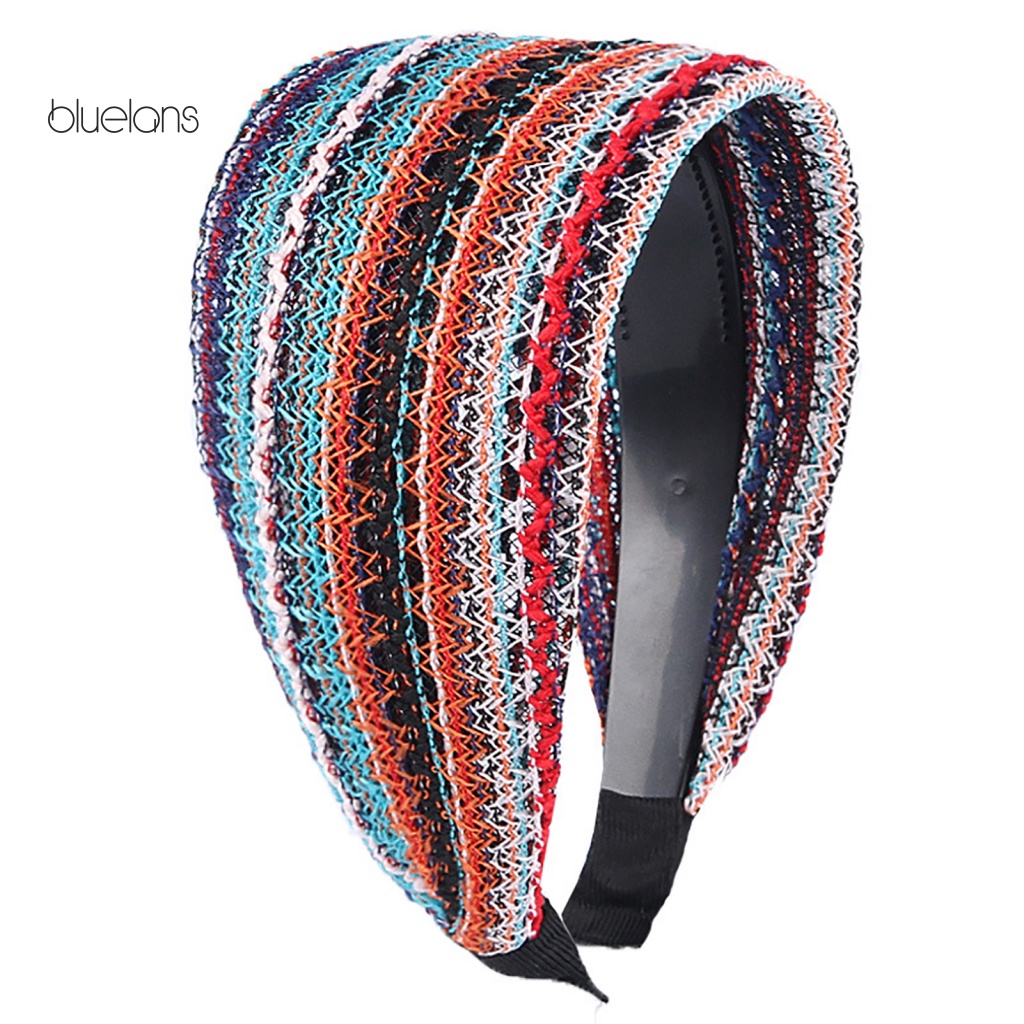 Băng Đô Cài Tóc Bản Rộng Thoáng Khí Màu Sắc Retro