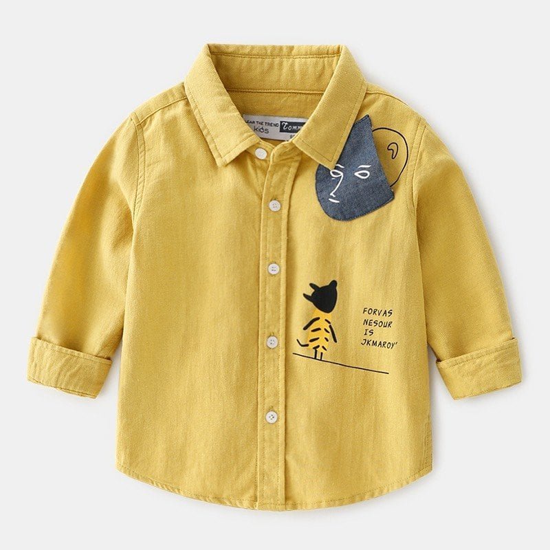 Áo Sơ Mi Dài Tay In Hình Mèo Dễ Thương Cho Bé - LittlekidsT