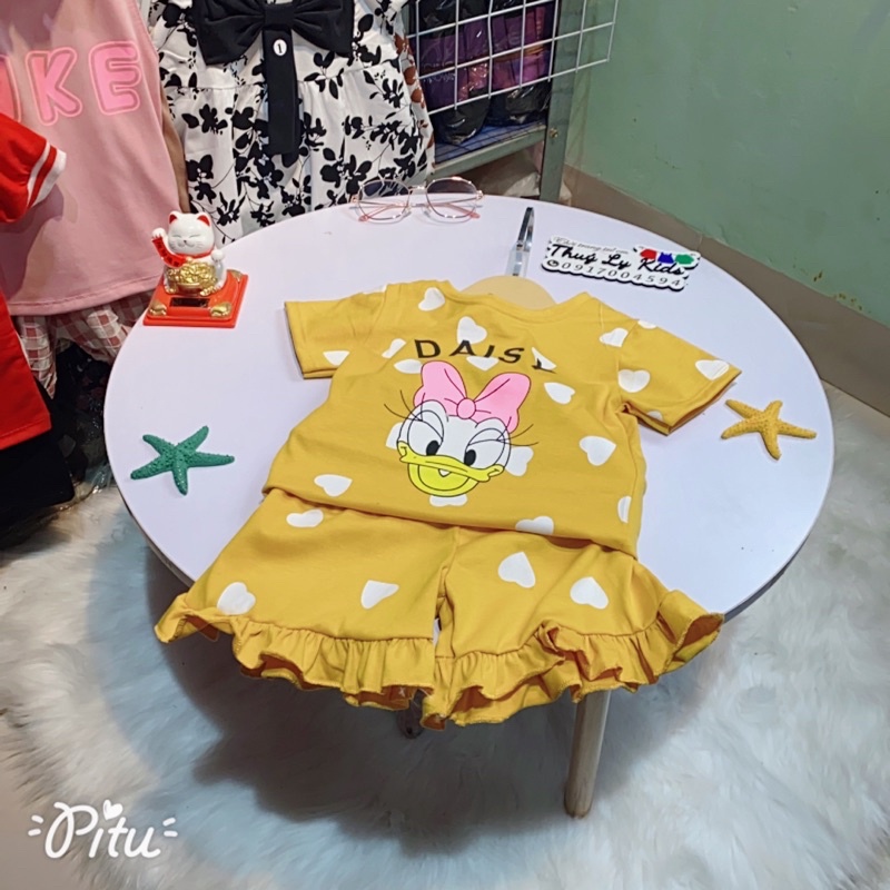 Set bộ cộc tay cho bé gái mẫu vịt DONA, chất cotton mềm mịn, thoáng mát, thấm hút mồ hôi siêu tốt