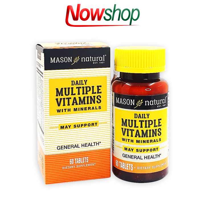 Viên uống hỗ trợ tăng cường sức khoẻ Mason Natural Multiple Vitamins bổ sung vitamin nâng cao đề kháng. Hộp 60 viên