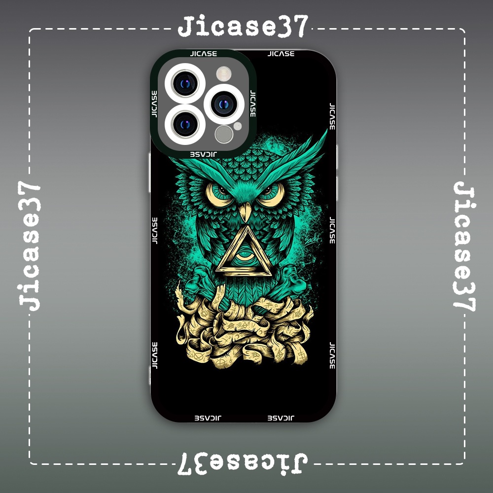 Ốp lưng iphone cạnh vuông Jicase Con Cú Owl Aesthetic Vintage Cổ Điển