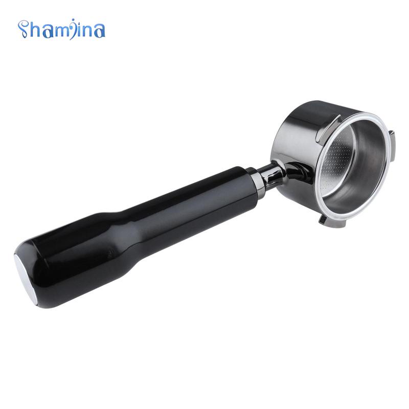 Bộ lọc không đáy shamjina cho máy pha cà phê Delonghi với tay cầm bằng nhựa màu đen 51mm